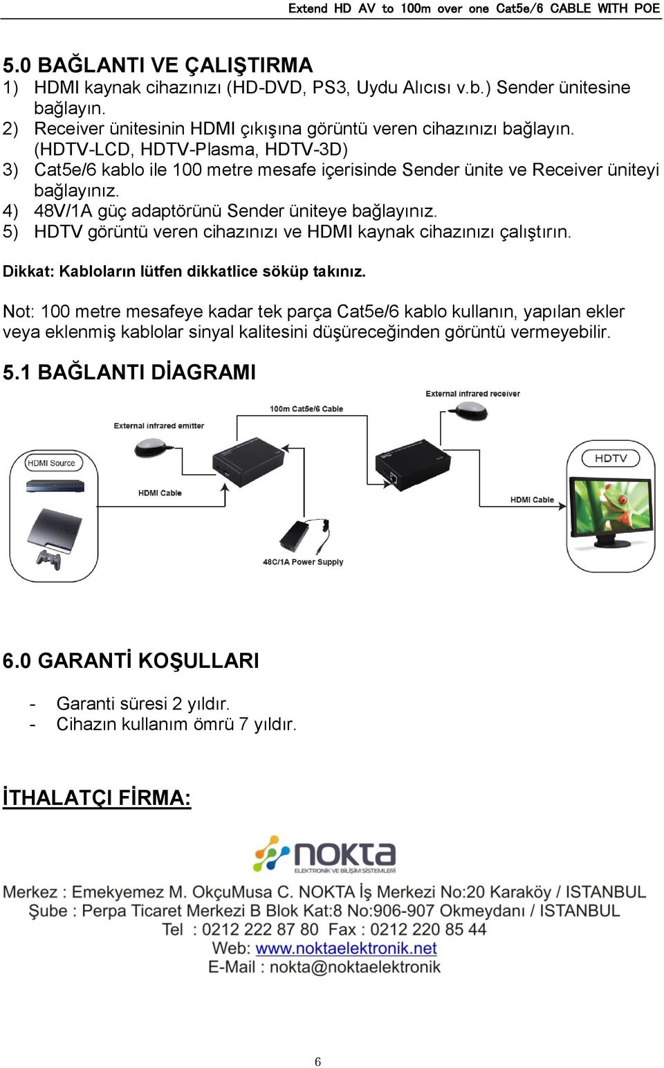 5) HDTV görüntü veren cihazınızı ve HDMI kaynak cihazınızı çalıştırın. Dikkat: Kabloların lütfen dikkatlice söküp takınız.