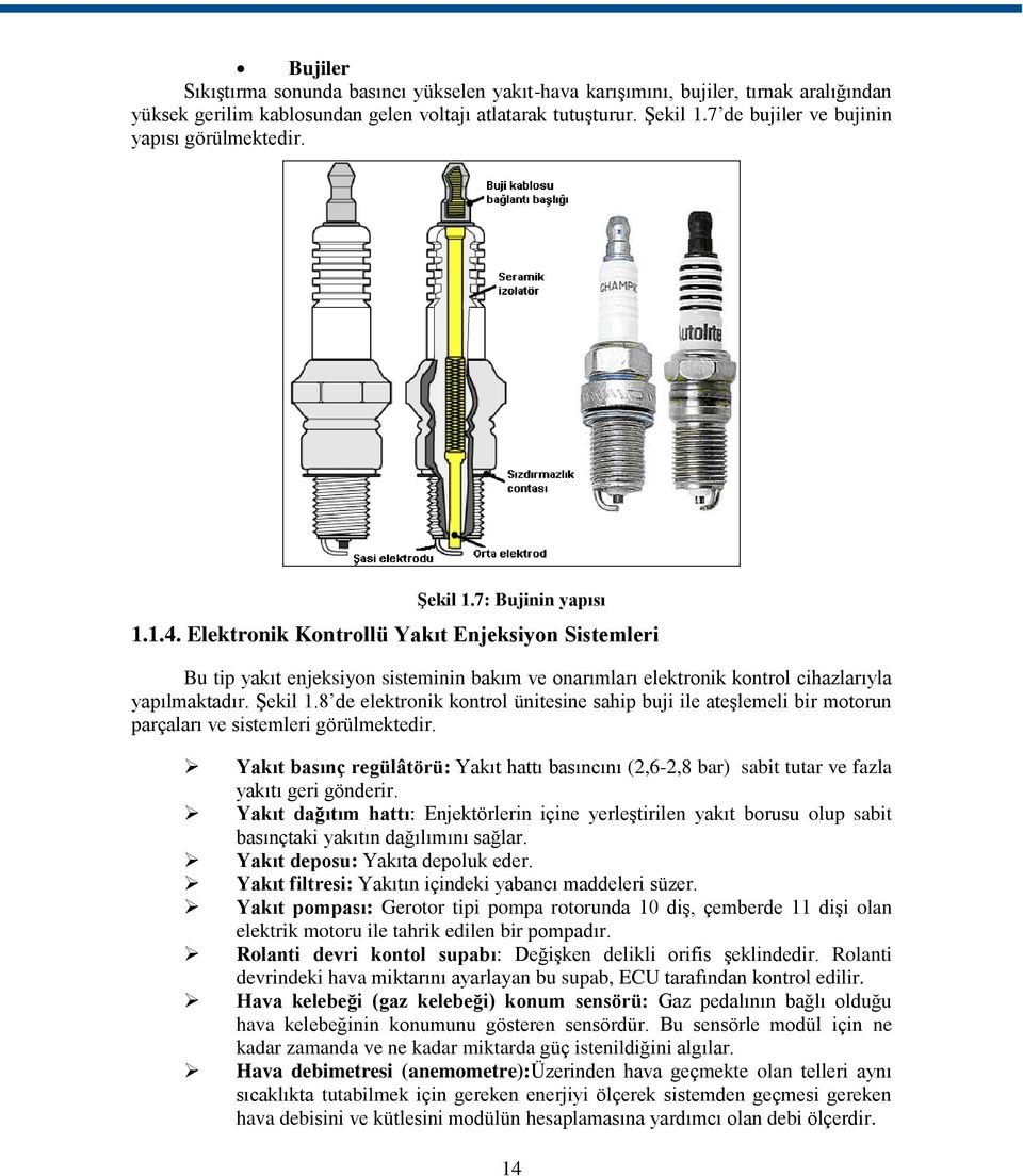 Elektronik Kontrollü Yakıt Enjeksiyon Sistemleri Bu tip yakıt enjeksiyon sisteminin bakım ve onarımları elektronik kontrol cihazlarıyla yapılmaktadır. Şekil 1.