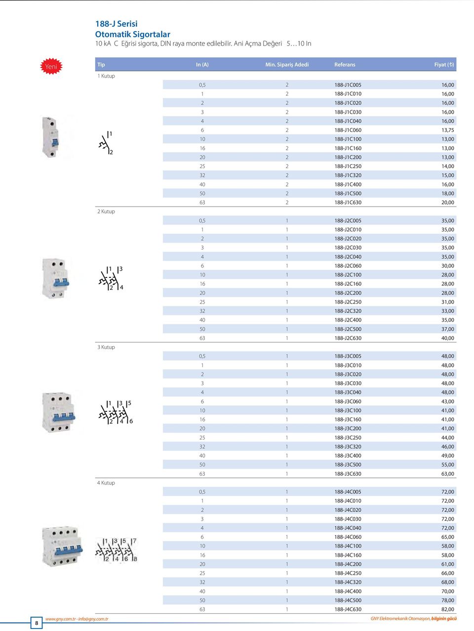 188-J1C160 13,00 20 2 188-J1C200 13,00 25 2 188-J1C250 14,00 32 2 188-J1C320 15,00 40 2 188-J1C400 16,00 50 2 188-J1C500 18,00 63 2 188-J1C630 20,00 2 Kutup 0,5 1 188-J2C005 35,00 1 1 188-J2C010