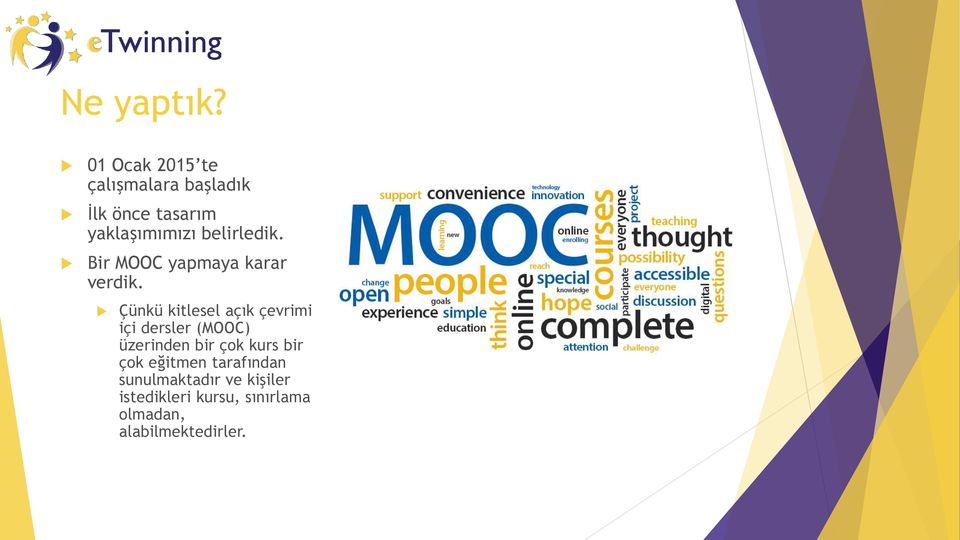 belirledik. Bir MOOC yapmaya karar verdik.