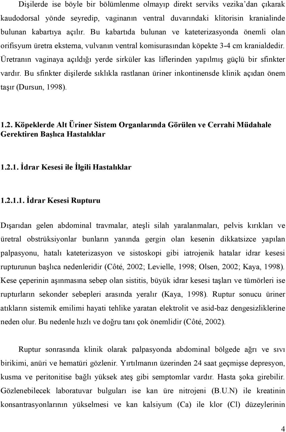 Üretranın vaginaya açıldığı yerde sirküler kas liflerinden yapılmış güçlü bir sfinkter vardır. Bu sfinkter dişilerde sıklıkla rastlanan üriner inkontinensde klinik açıdan önem taşır (Dursun, 1998). 1.2.