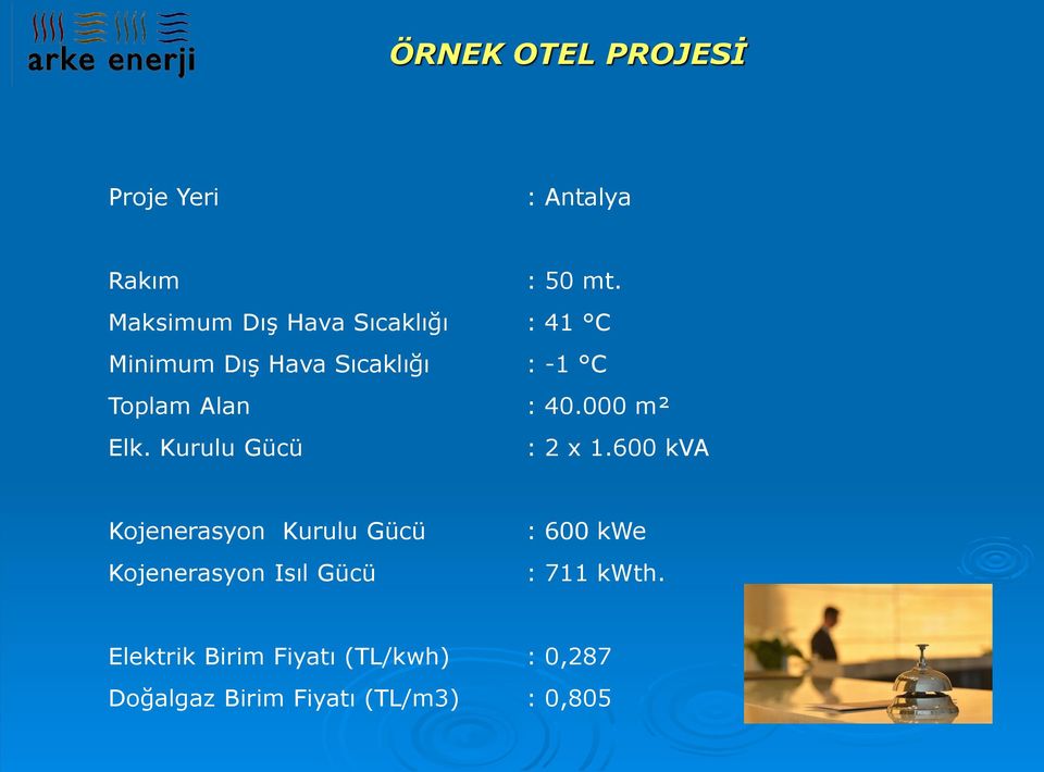 : 40.000 m² Elk. Kurulu Gücü : 2 x 1.