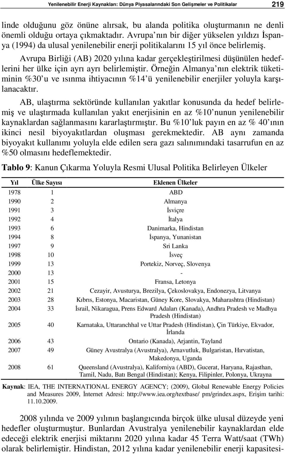 Avrupa Birliği (AB) 2020 yılına kadar gerçekleştirilmesi düşünülen hedeflerini her ülke için ayrı ayrı belirlemiştir.