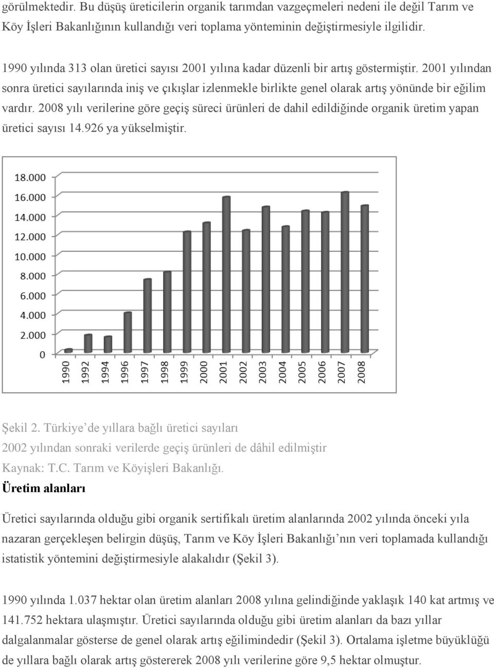 2001 yılından sonra üretici sayılarında iniş ve çıkışlar izlenmekle birlikte genel olarak artış yönünde bir eğilim vardır.