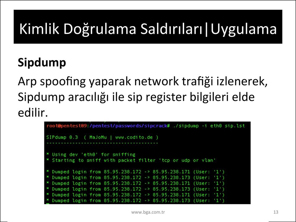 trafiği izlenerek, Sipdump aracılığı