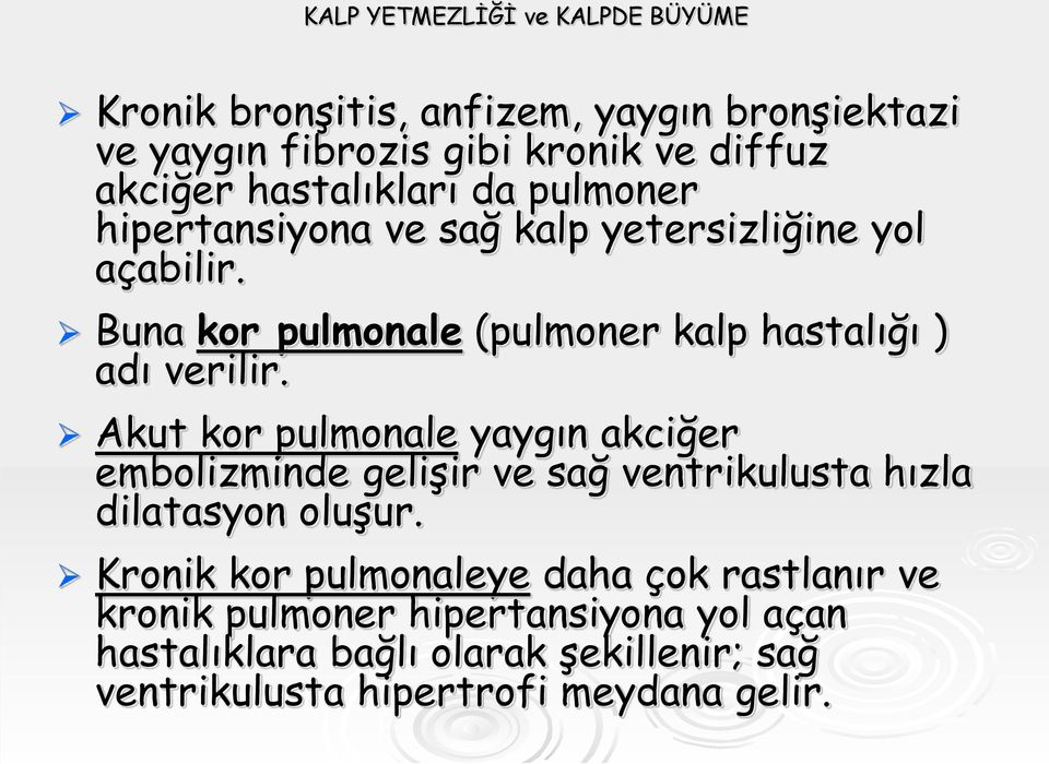 Buna kor pulmonale (pulmoner kalp hastalığı ) adı verilir.