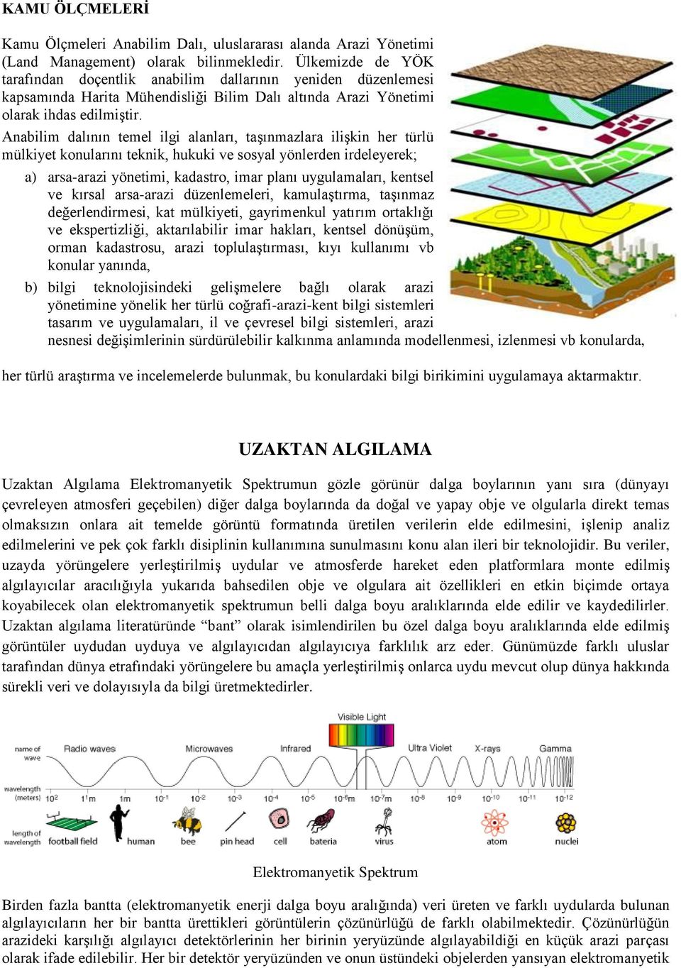 Anabilim dalının temel ilgi alanları, taşınmazlara ilişkin her türlü mülkiyet konularını teknik, hukuki ve sosyal yönlerden irdeleyerek; a) arsa-arazi yönetimi, kadastro, imar planı uygulamaları,