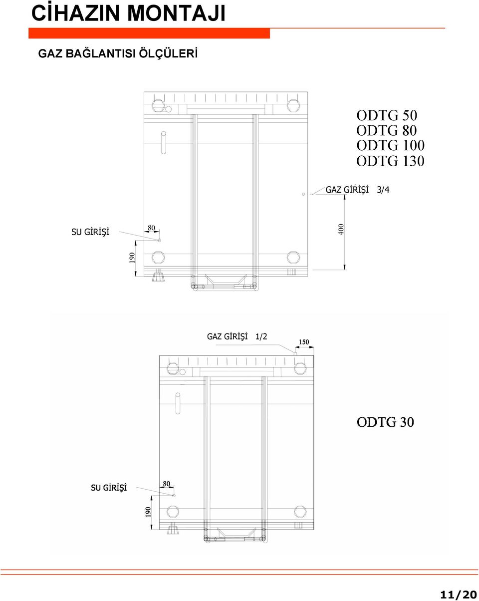 100 ODTG 130 GAZ GİRİŞİ 3/4 SU