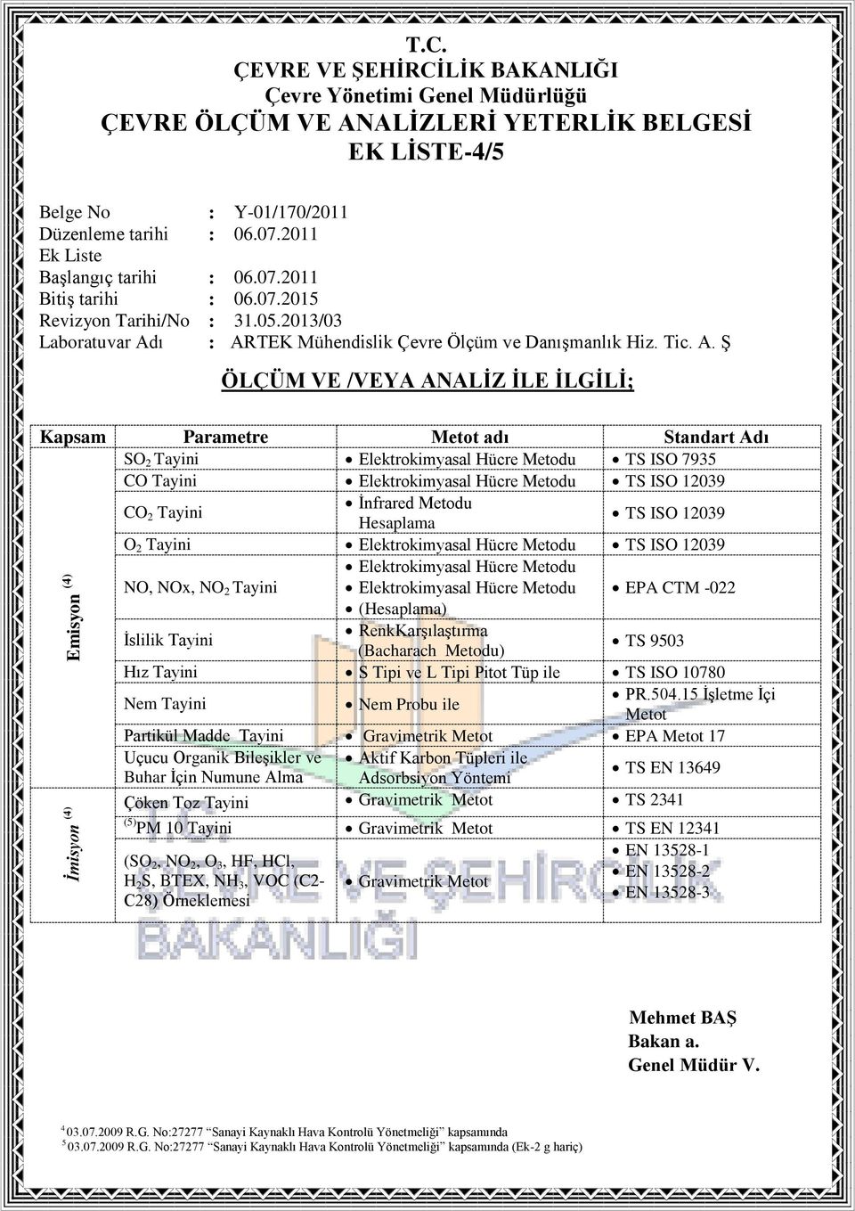 TEK Mühendislik Çevre Ölçüm ve Danışmanlık Hiz. Tic. A.