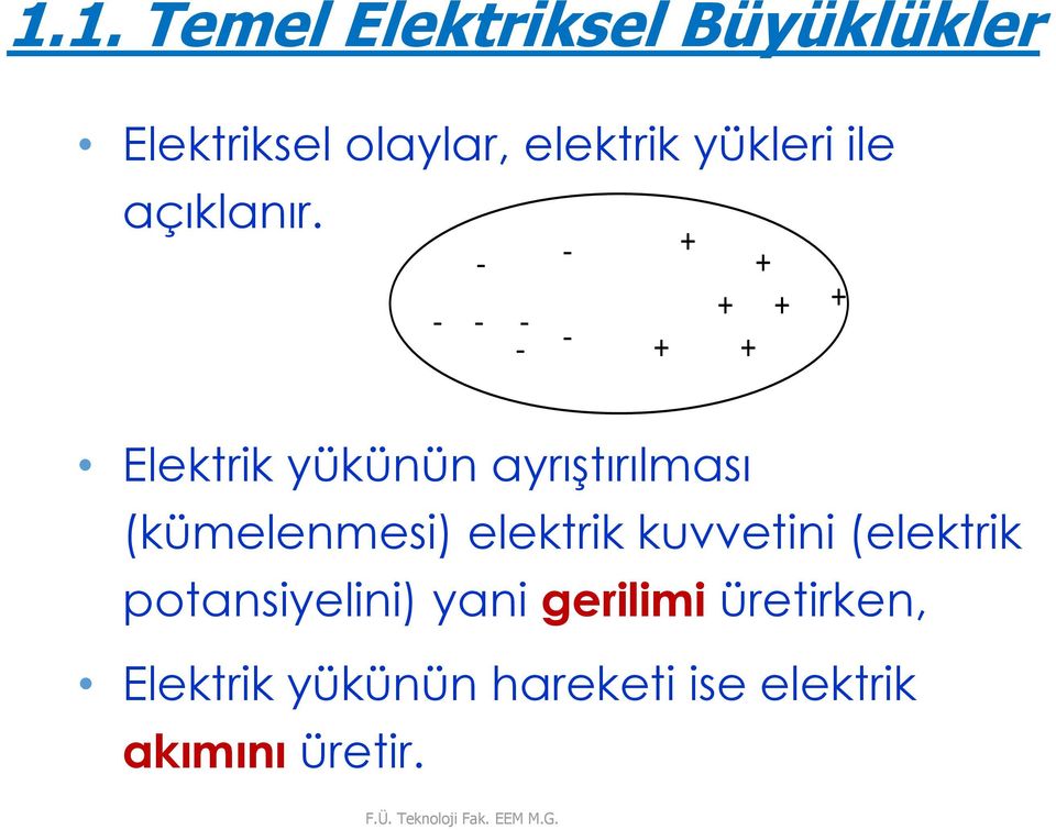 Elektrik yükünün ayrıştırılması (kümelenmesi) elektrik kuvvetini (elektrik