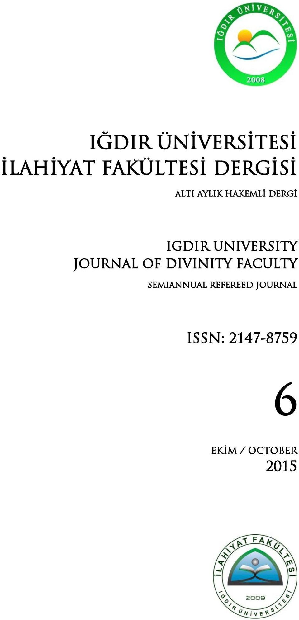 UNIVERSITY JOURNAL OF DIVINITY FACULTY