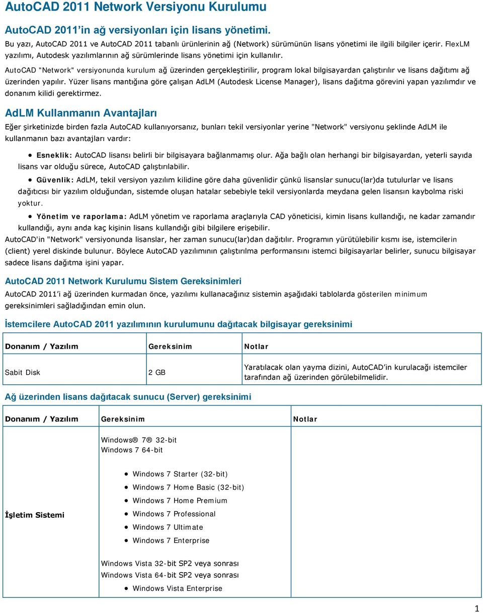 FlexLM yazılımı, Autodesk yazılımlarının ağ sürümlerinde lisans yönetimi için kullanılır.