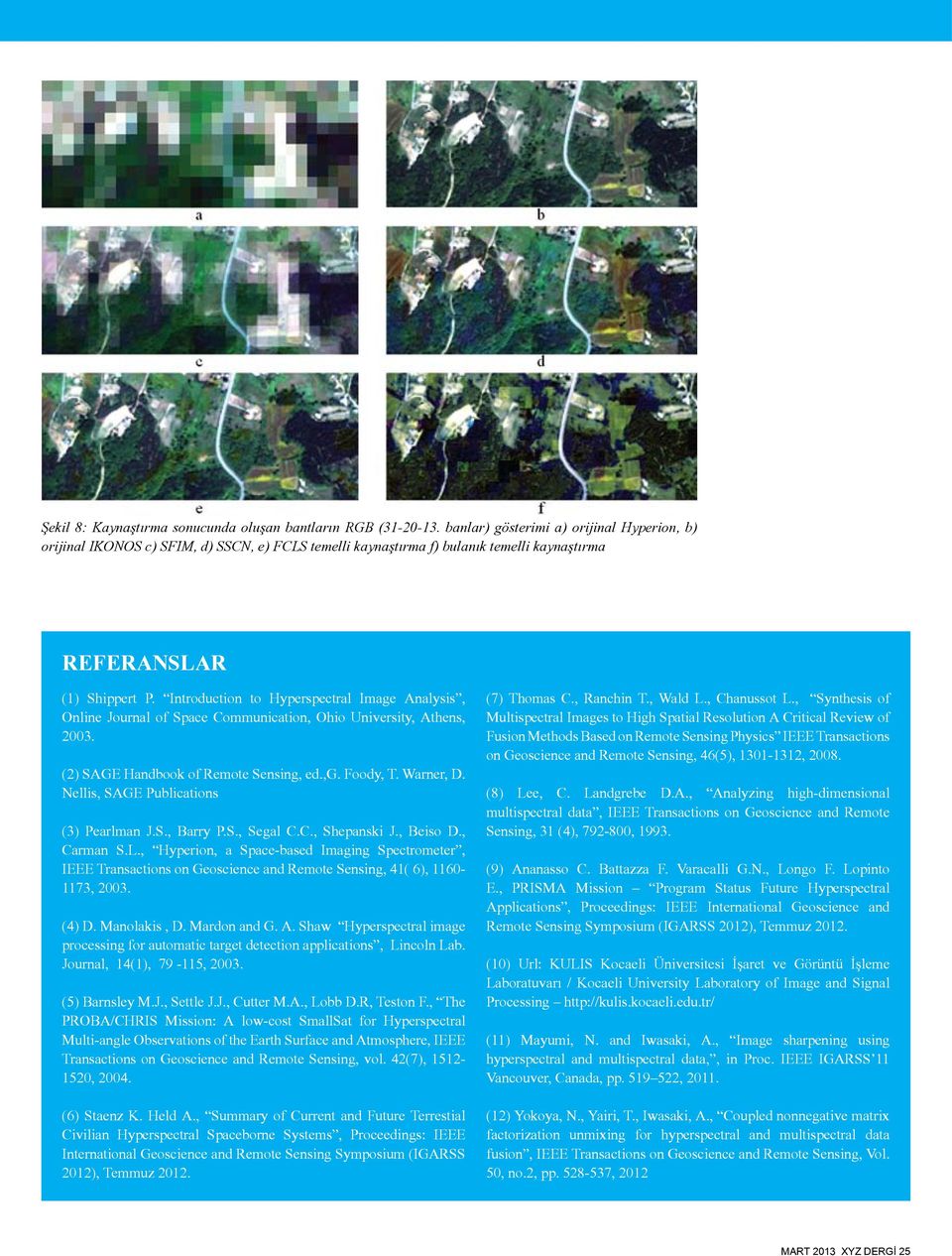 Introduction to Hyperspectral Image Analysis, Online Journal of Space Communication, Ohio University, Athens, 2003. (2) SAGE Handbook of Remote Sensing, ed.,g. Foody, T. Warner, D.