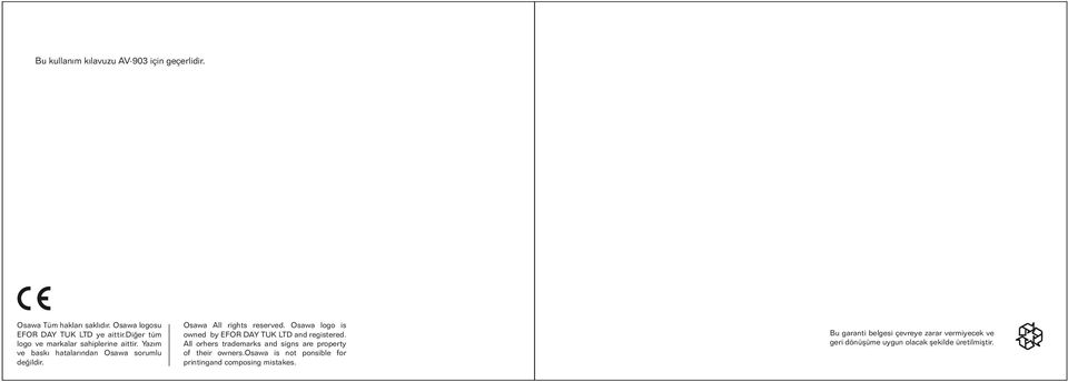 Osawa logo is owned by EFOR DAY TUK LTD and registered. All orhers trademarks and signs are property of their owners.