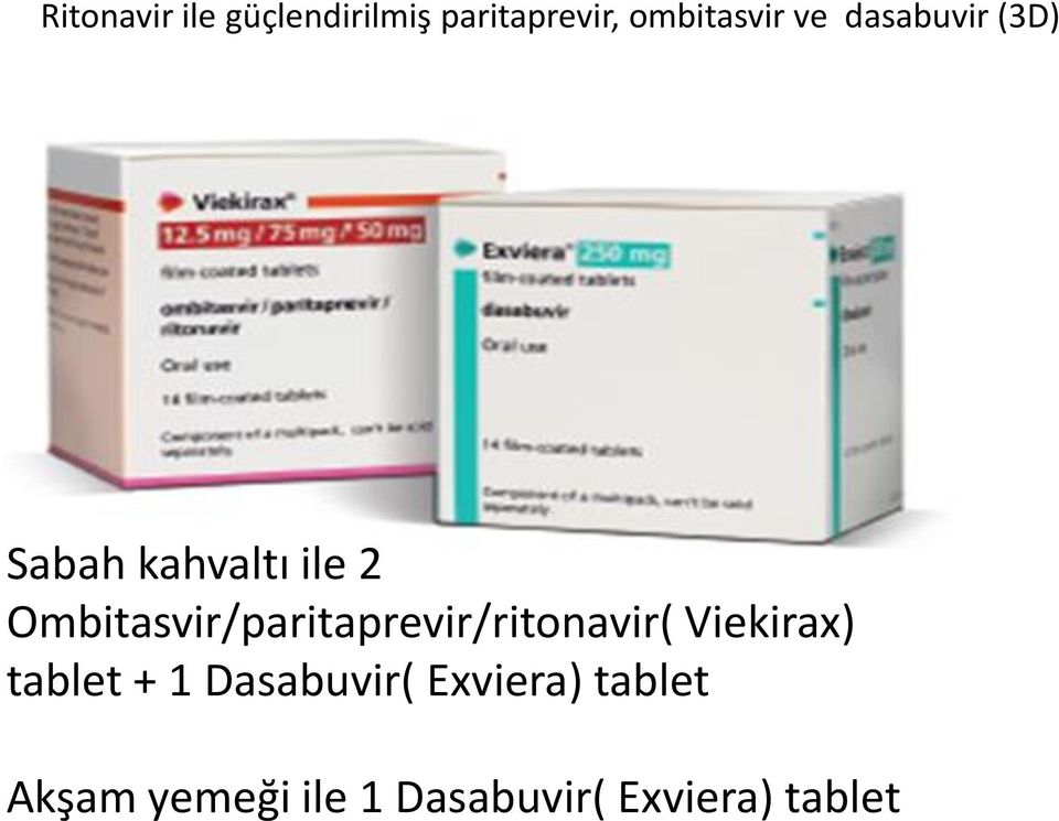 Ombitasvir/paritaprevir/ritonavir( Viekirax) tablet + 1