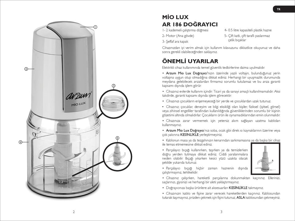 saklayınız. 4 2 3 5 ÖNEMLİ UYARILAR Elektrikli cihaz kullanımında temel güvenlik tedbirlerine daima uyulmalıdır.