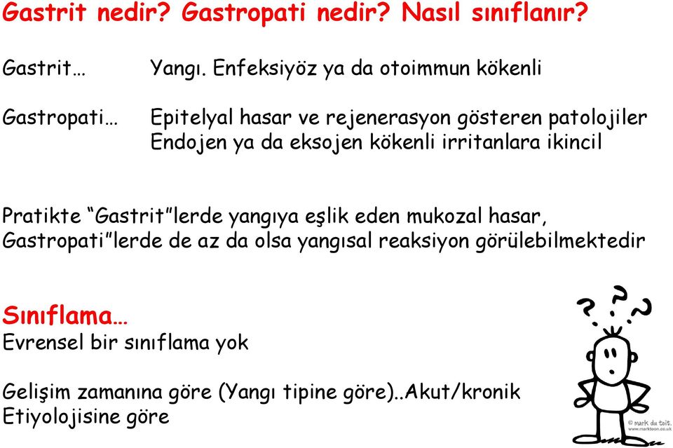 kökenli irritanlara ikincil Pratikte Gastrit lerde yangıya eşlik eden mukozal hasar, Gastropati lerde de az da