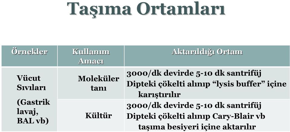 Dipteki çökelti alınıp lysis buffer içine karıştırılır 3000/dk devirde 5-10