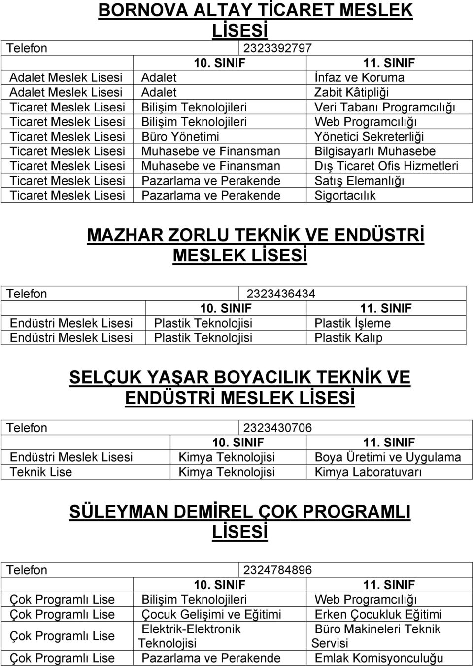 Ticaret Ofis Hizmetleri Ticaret Meslek Lisesi Pazarlama ve Perakende Satış Elemanlığı Ticaret Meslek Lisesi Pazarlama ve Perakende Sigortacılık MAZHAR ZORLU TEKNİK VE ENDÜSTRİ MESLEK Telefon