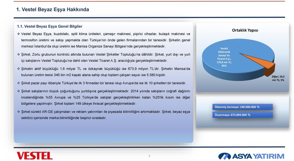 Şirket, Zorlu grubunun kontrolü altında bulunan Vestel Şirketler Topluluğu na dâhildir. Şirket, yurt dışı ve yurt içi satışlarını Vestel Topluluğu na dahil olan Vestel Ticaret A.Ş. aracılığıyla gerçekleştirmektedir.