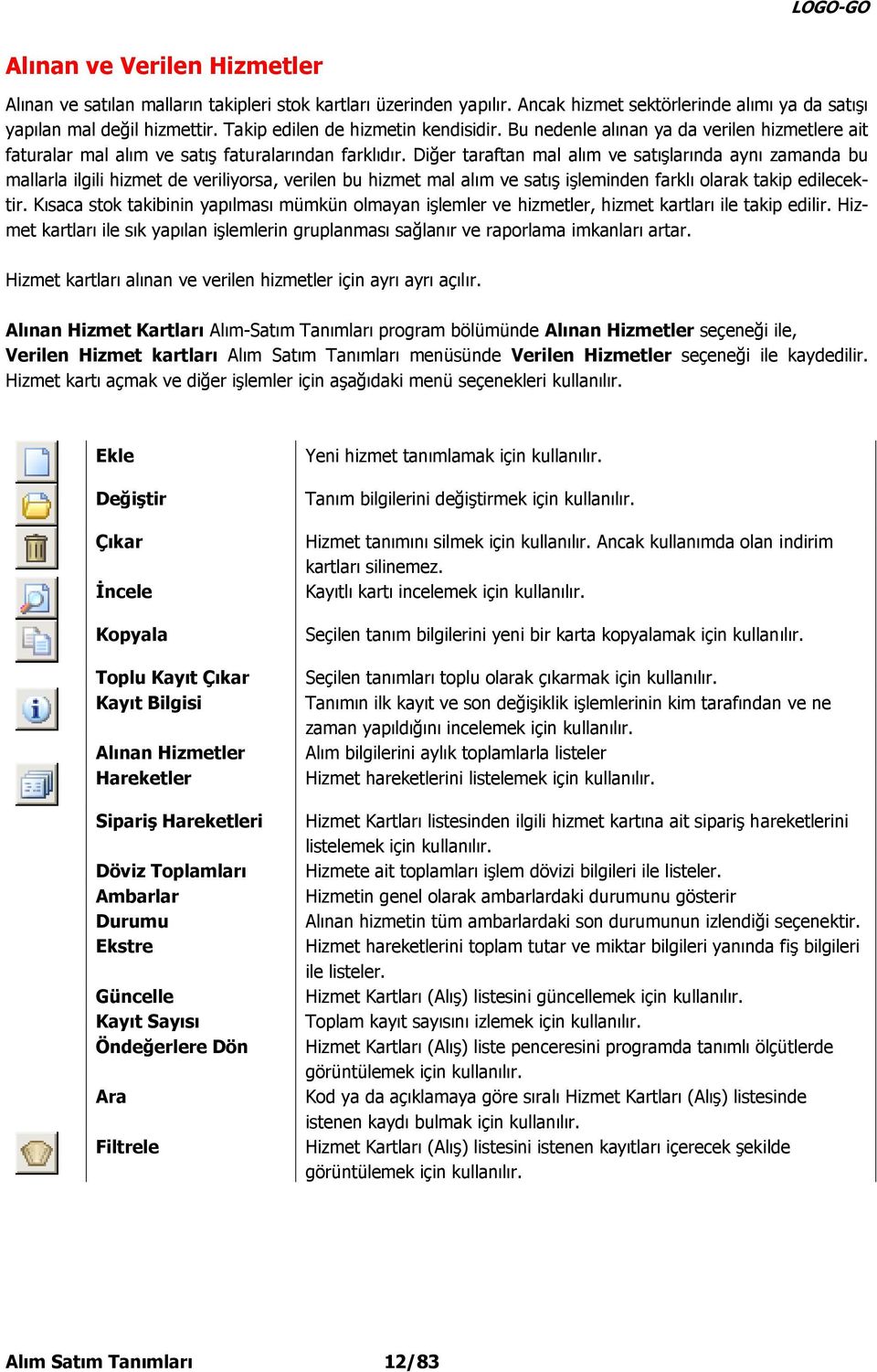 Diğer taraftan mal alım ve satışlarında aynı zamanda bu mallarla ilgili hizmet de veriliyorsa, verilen bu hizmet mal alım ve satış işleminden farklı olarak takip edilecektir.