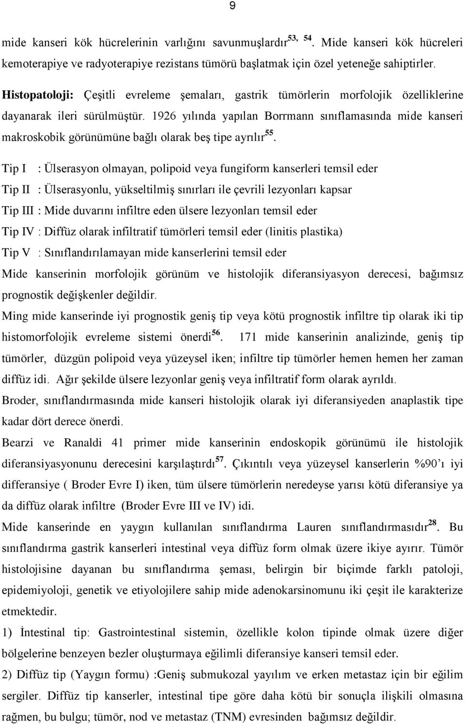 1926 yılında yapılan Borrmann sınıflamasında mide kanseri makroskobik görünümüne bağlı olarak beş tipe ayrılır 55.