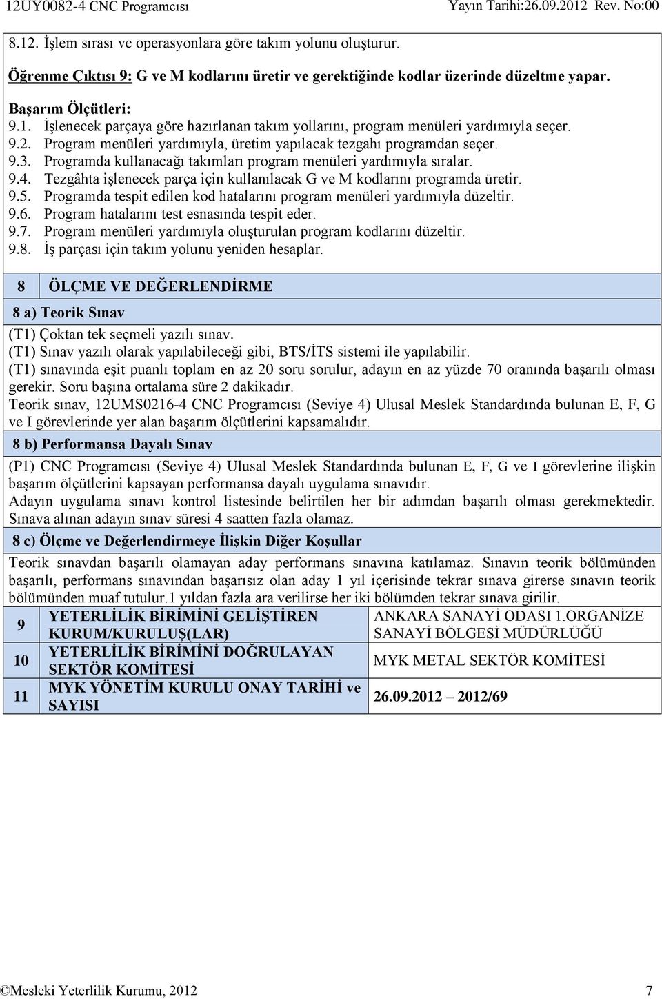 Tezgâhta işlenecek parça için kullanılacak G ve M kodlarını programda üretir. 9.5. Programda tespit edilen kod hatalarını program menüleri yardımıyla düzeltir. 9.6.