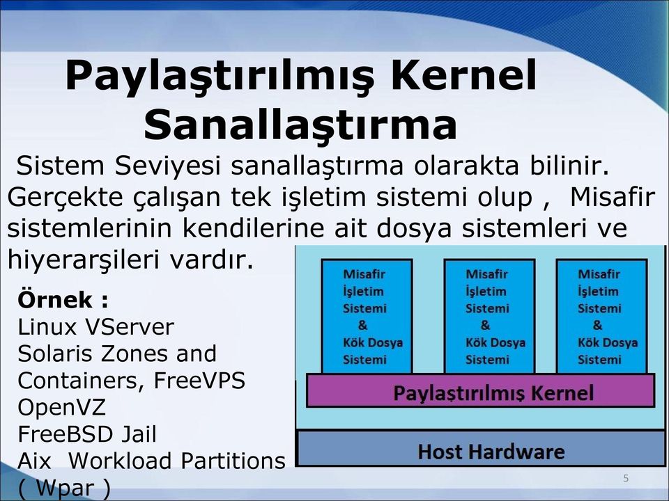 Gerçekte çalışan tek işletim sistemi olup, Misafir sistemlerinin kendilerine ait