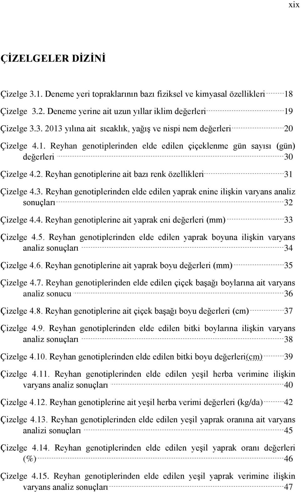 4. Reyhan genotiplerine ait yaprak eni değerleri (mm) 33 Çizelge 4.5. Reyhan genotiplerinden elde edilen yaprak boyuna ilişkin varyans analiz sonuçları 34 Çizelge 4.6.