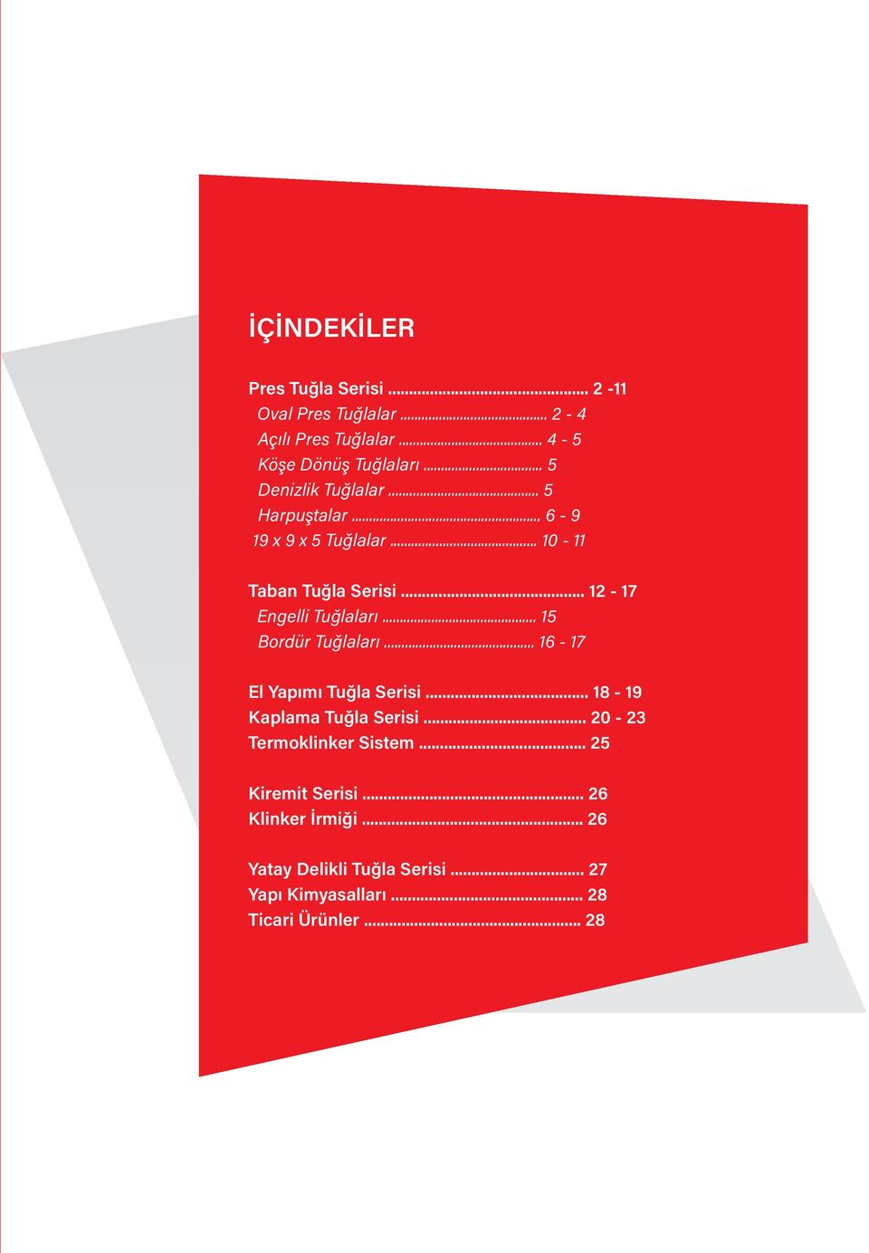 .. 15 Bordür ları... 16 17 El Yapımı Serisi... 18 19 Kaplama Serisi... 20 23 Termoklinker Sistem.