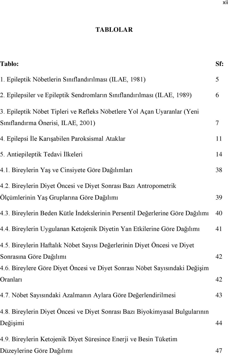 2. Bireylerin Diyet Öncesi ve Diyet Sonrası Bazı Antropometrik Ölçümlerinin Yaş Gruplarına Göre Dağılımı 39 4.3. Bireylerin Beden Kütle İndekslerinin Persentil Değerlerine Göre Dağılımı 40 4.4. Bireylerin Uygulanan Ketojenik Diyetin Yan Etkilerine Göre Dağılımı 41 4.