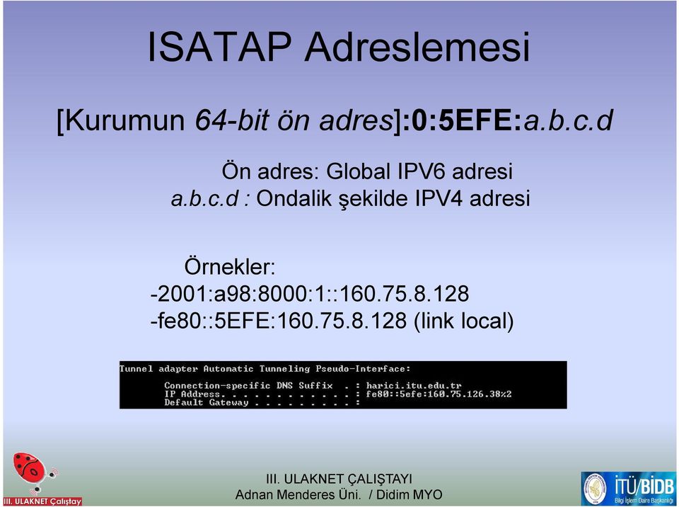 d Ön adres: Global IPV6 adresi a.b.c.