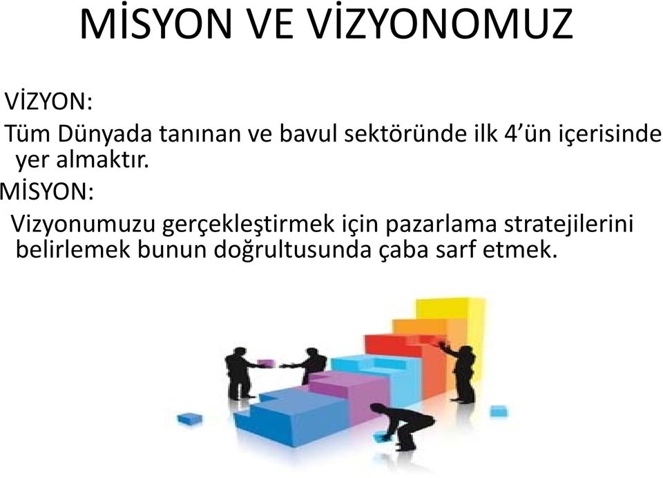 MİSYON: Vizyonumuzu gerçekleştirmek için pazarlama