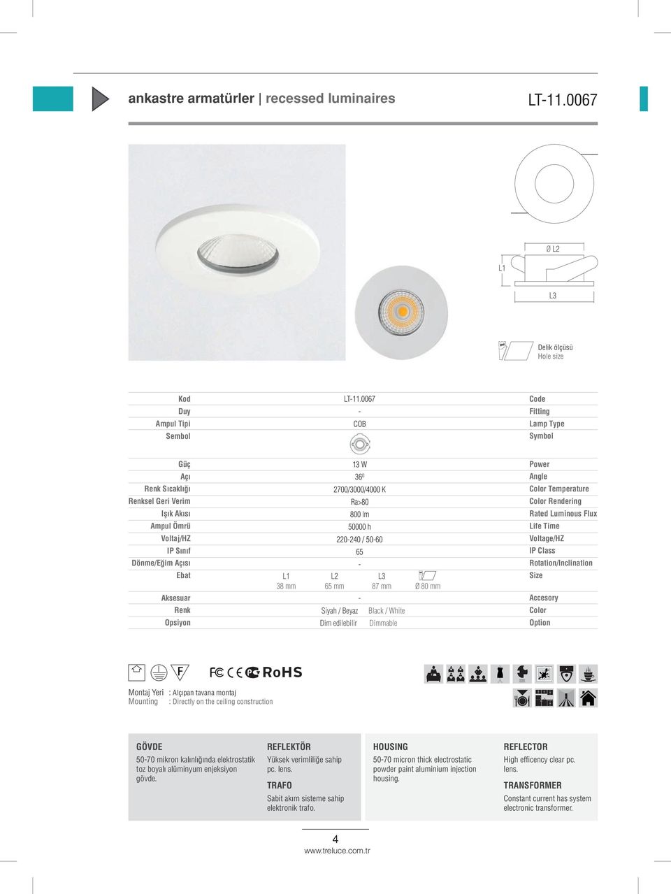 Black / White Dimmable 410413.