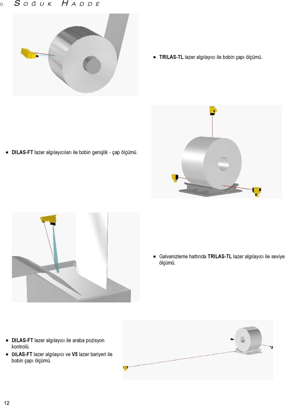 DILAS-FT lazer algılayıcıları ile bobin genişlik - çap ölçümü.