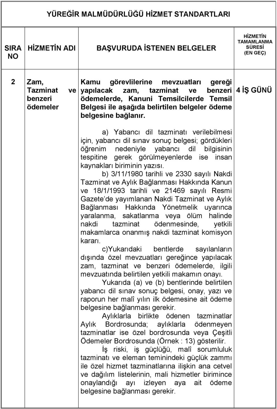 a) Yabancı dil tazminatı verilebilmesi için, yabancı dil sınav sonuç belgesi; gördükleri öğrenim nedeniyle yabancı dil bilgisinin tespitine gerek görülmeyenlerde ise insan kaynakları biriminin yazısı.