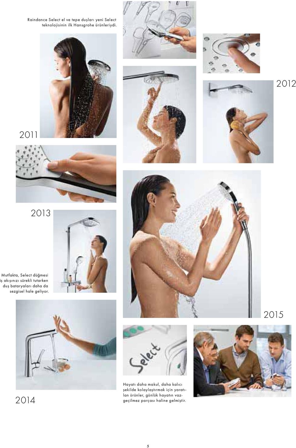 2012 2011 2013 Mutfakta, Select düğmesi iş akışınızı sürekli tutarken duş bataryaları
