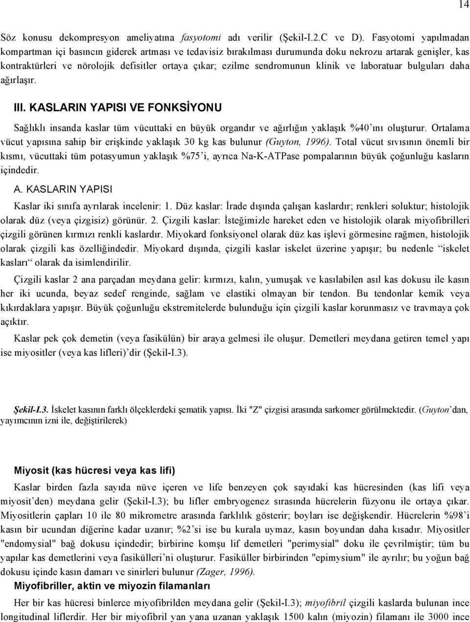 sendromunun klinik ve laboratuar bulguları daha ağırlaşır. III. KASLARIN YAPISI VE FONKSİYONU Sağlıklı insanda kaslar tüm vücuttaki en büyük organdır ve ağırlığın yaklaşık %40 ını oluşturur.