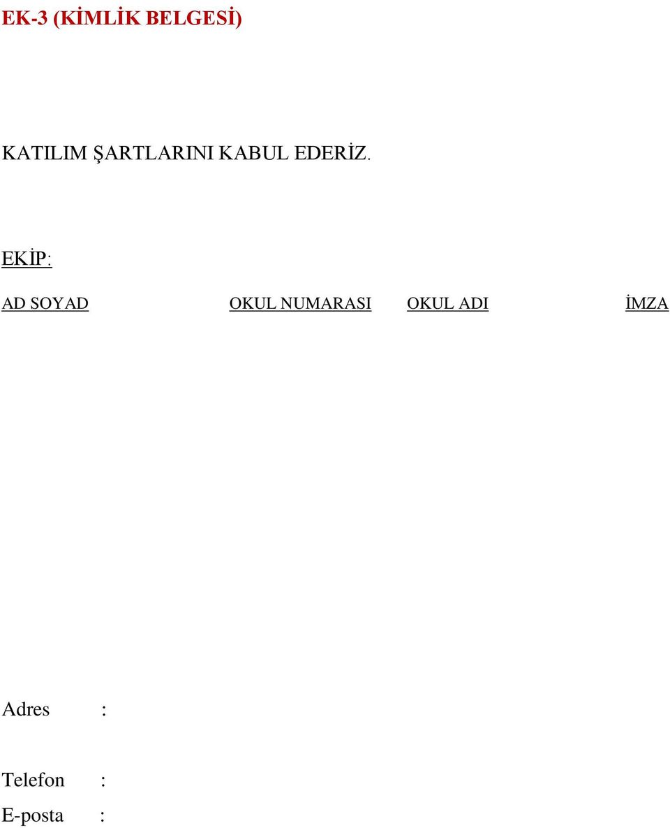 EKİP: AD SOYAD OKUL NUMARASI