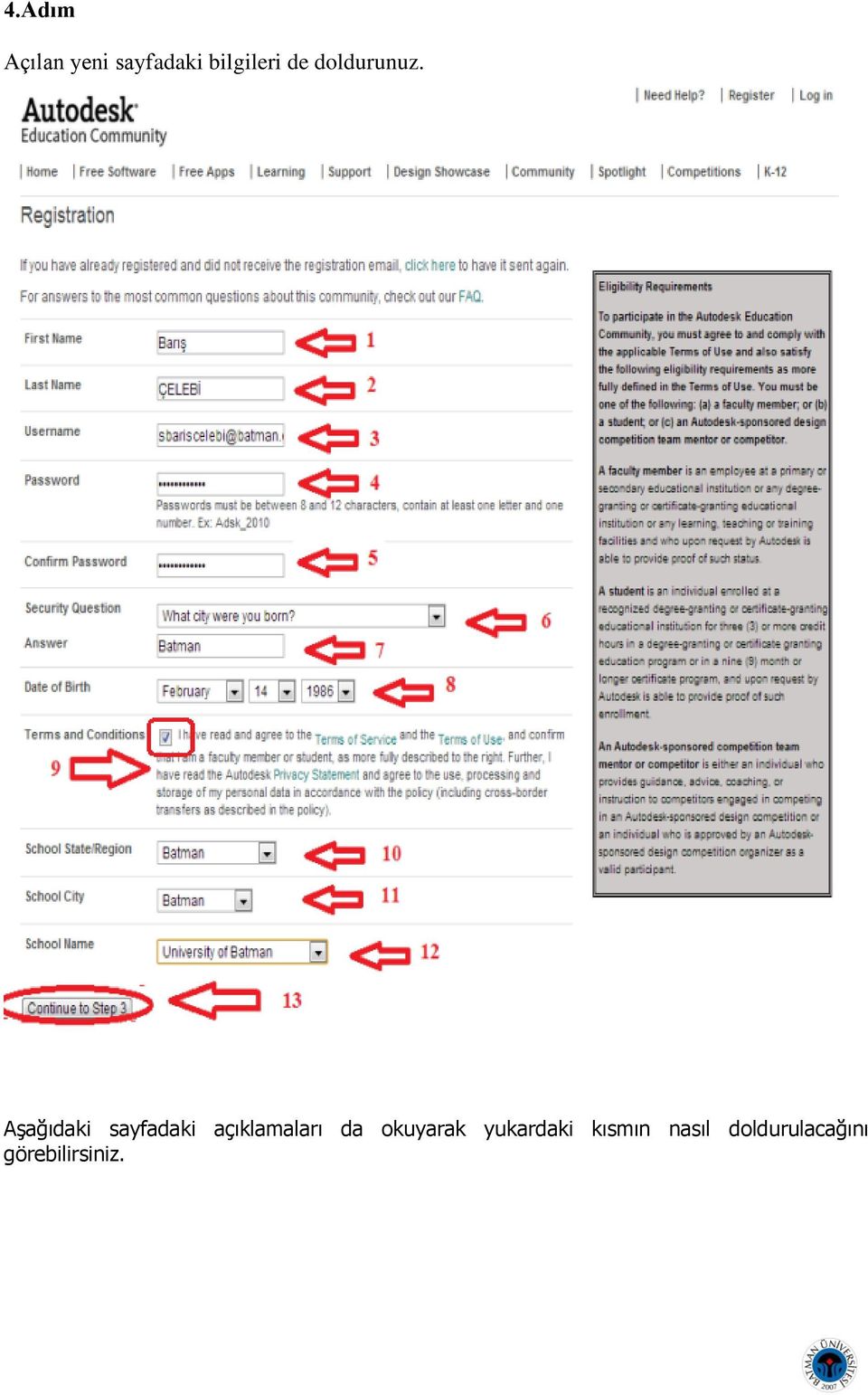 Aşağıdaki sayfadaki açıklamaları da