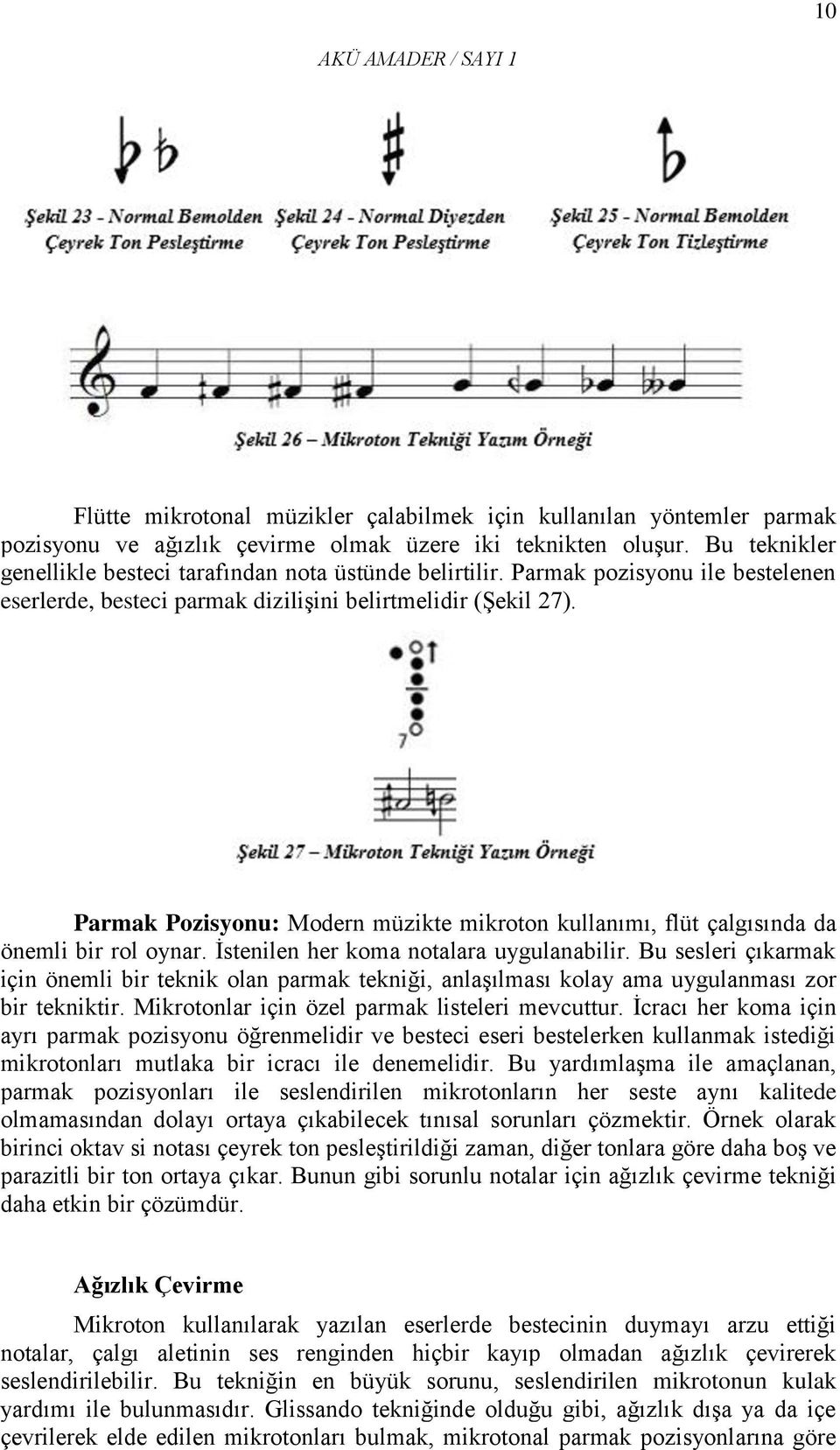 Parmak Pozisyonu: Modern müzikte mikroton kullanımı, flüt çalgısında da önemli bir rol oynar. İstenilen her koma notalara uygulanabilir.