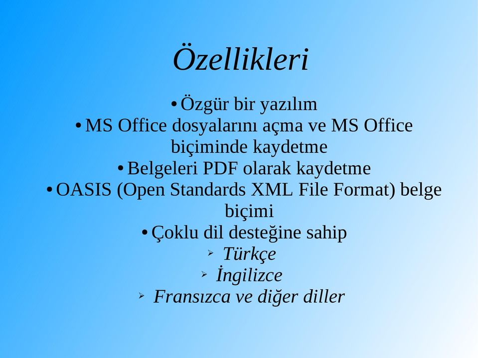 OASIS (Open Standards XML File Format) belge biçimi Çoklu