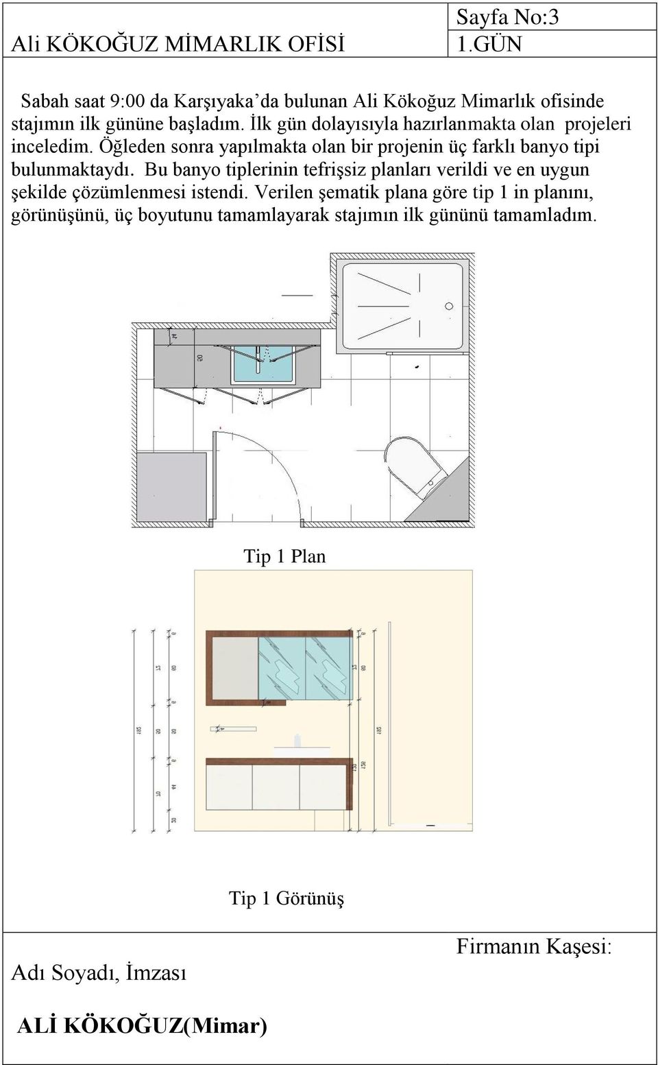 Öğleden sonra yapılmakta olan bir projenin üç farklı banyo tipi bulunmaktaydı.