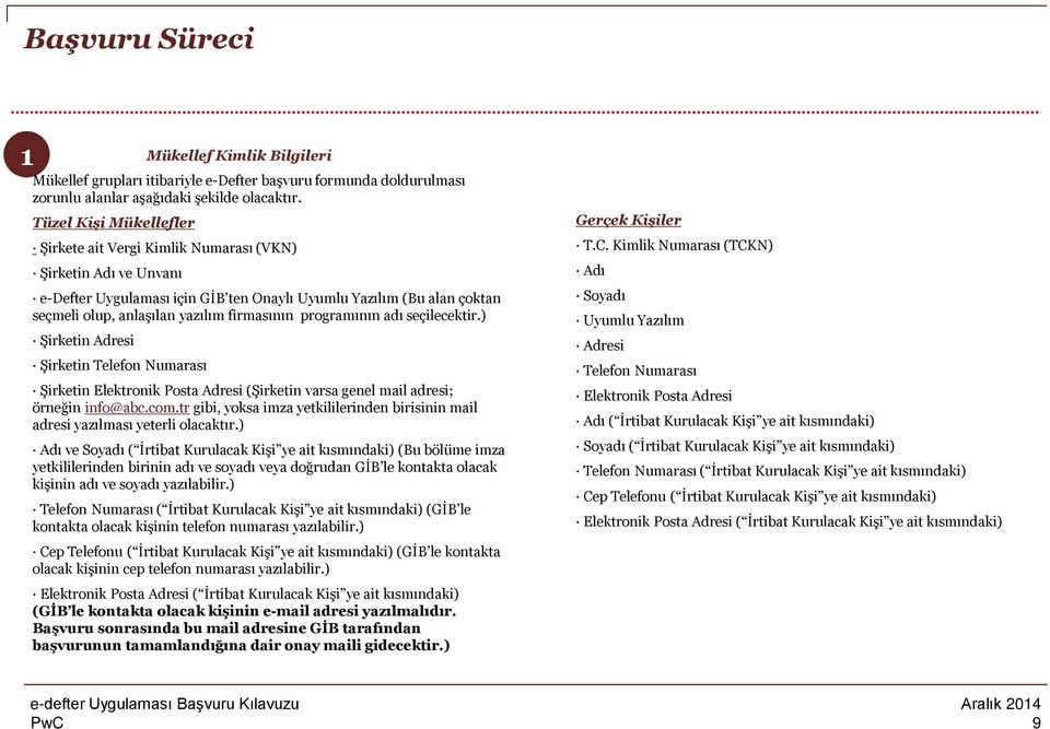 programının adı seçilecektir.) Şirketin Adresi Şirketin Telefon Numarası Şirketin Elektronik Posta Adresi (Şirketin varsa genel mail adresi; örneğin info@abc.com.