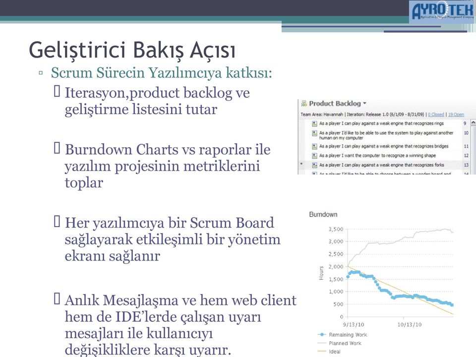 Geliştirici Bakış Açısı Scrum Sürecin Yazılımcıya katkısı: Iterasyon,product backlog ve