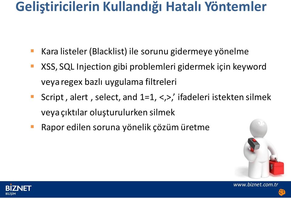 regex bazlı uygulama filtreleri Script, alert, select, and 1=1, <,>, ifadeleri