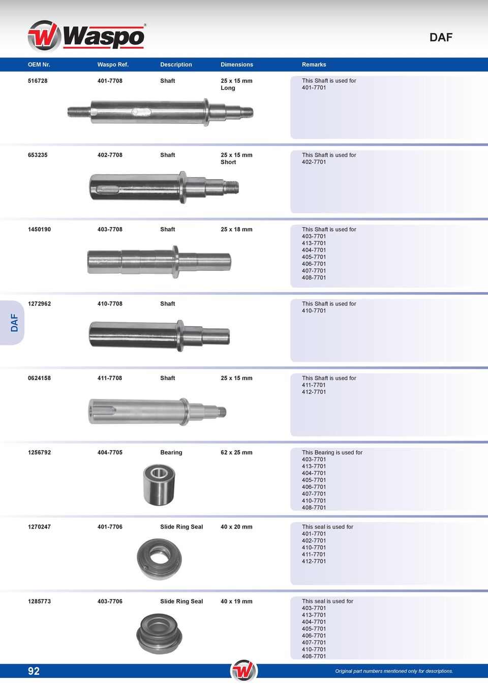 18 mm This Shaft is used for 403-7701 413-7701 404-7701 405-7701 406-7701 407-7701 408-7701 1272962 410-7708 Shaft This Shaft is used for 410-7701 0624158 411-7708 Shaft 25 x 15 mm This Shaft is used