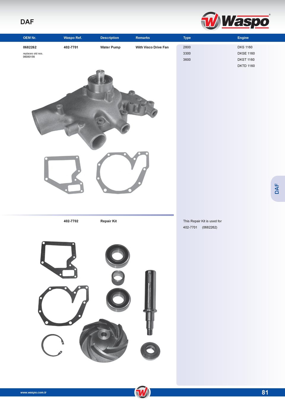 06080156 402-7701 Water Pump With Visco Drive Fan 2800 3300 3600