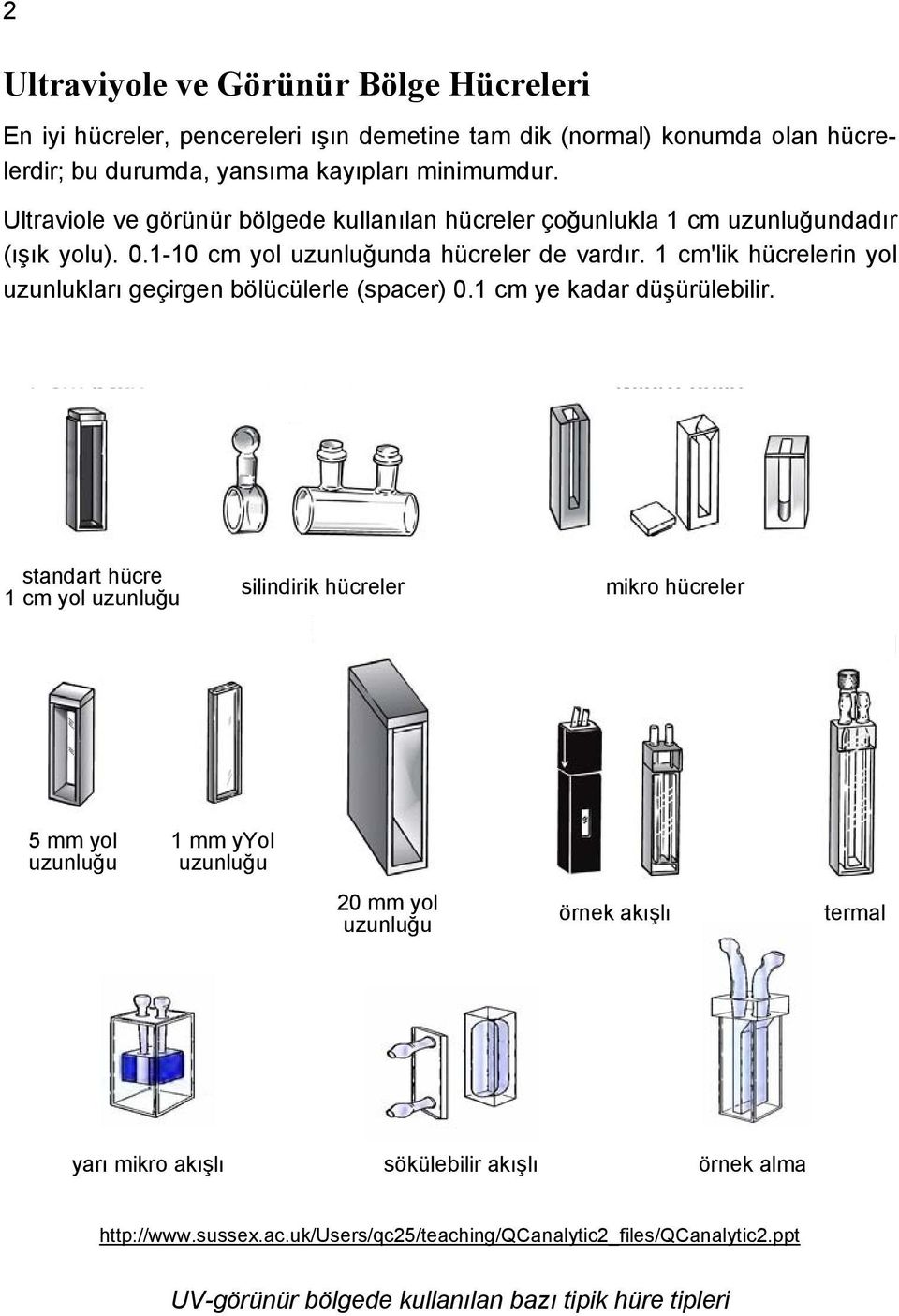 1 cm'lik hücrelerin yol uzunlukları geçirgen bölücülerle (spacer) 0.1 cm ye kadar düşürülebilir.