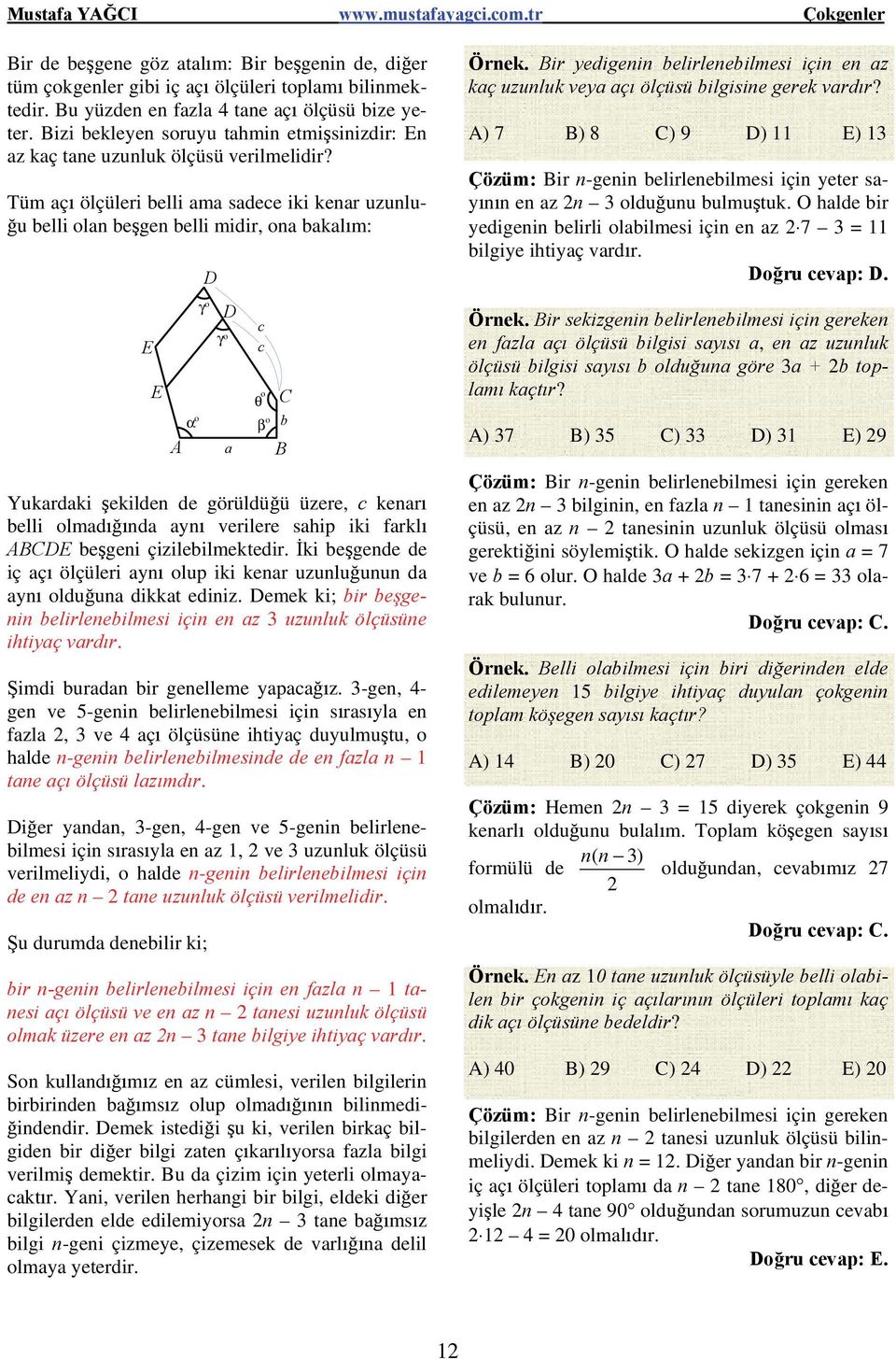 ÇOKGENLER DÖRTGENLER ve ÇEMBER - PDF Free Download